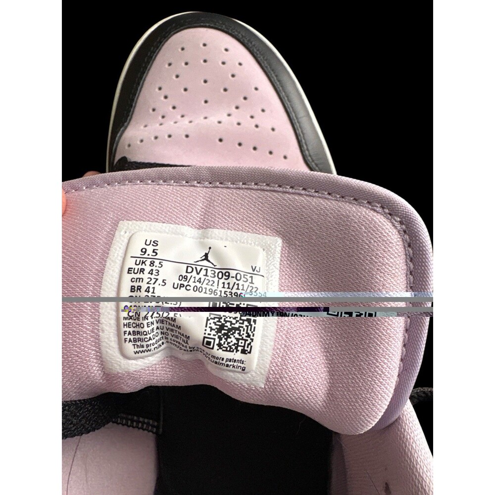Air Jordan 1 Low DV1309-051 Black Iced Lilac Pink Men’s Size 9.5 - Picture 7 of 15